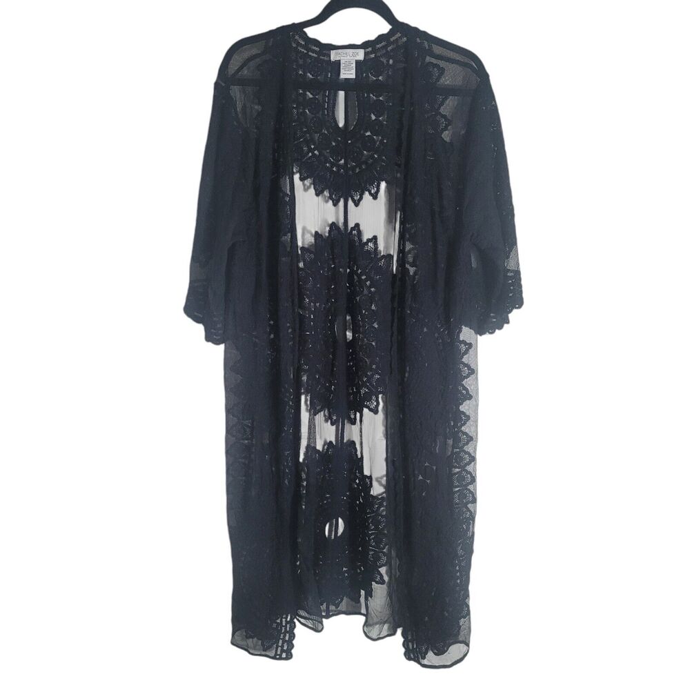 Rachel Zoe Black Sheer Lace Duster
